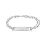 USC Trojans Steling Silver Rectangular Bar Bracelet with Double Link Chain